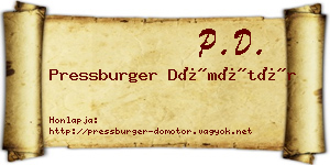 Pressburger Dömötör névjegykártya